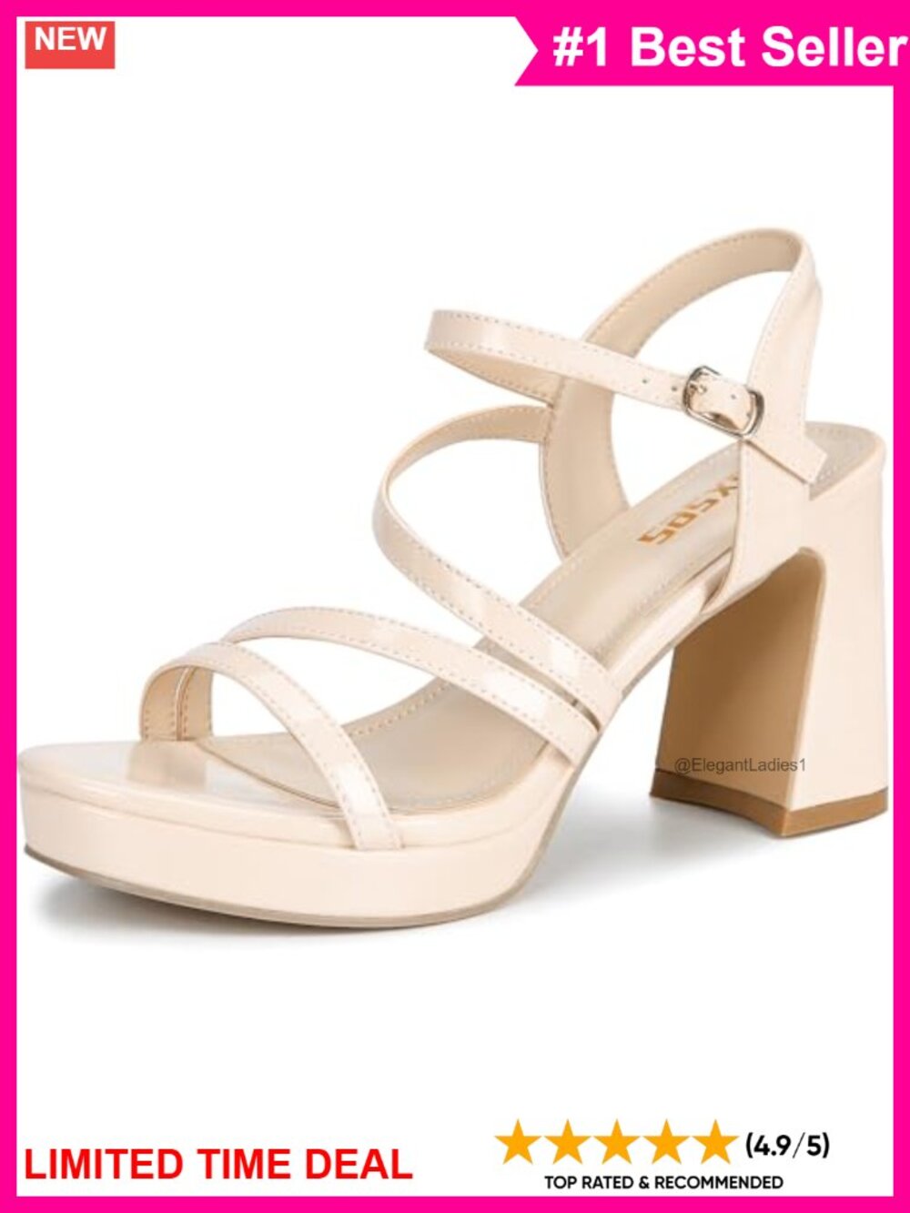 Platform Chunky Heels Ankle Strap Strappy Sandals Open Toe Dress Shoes
